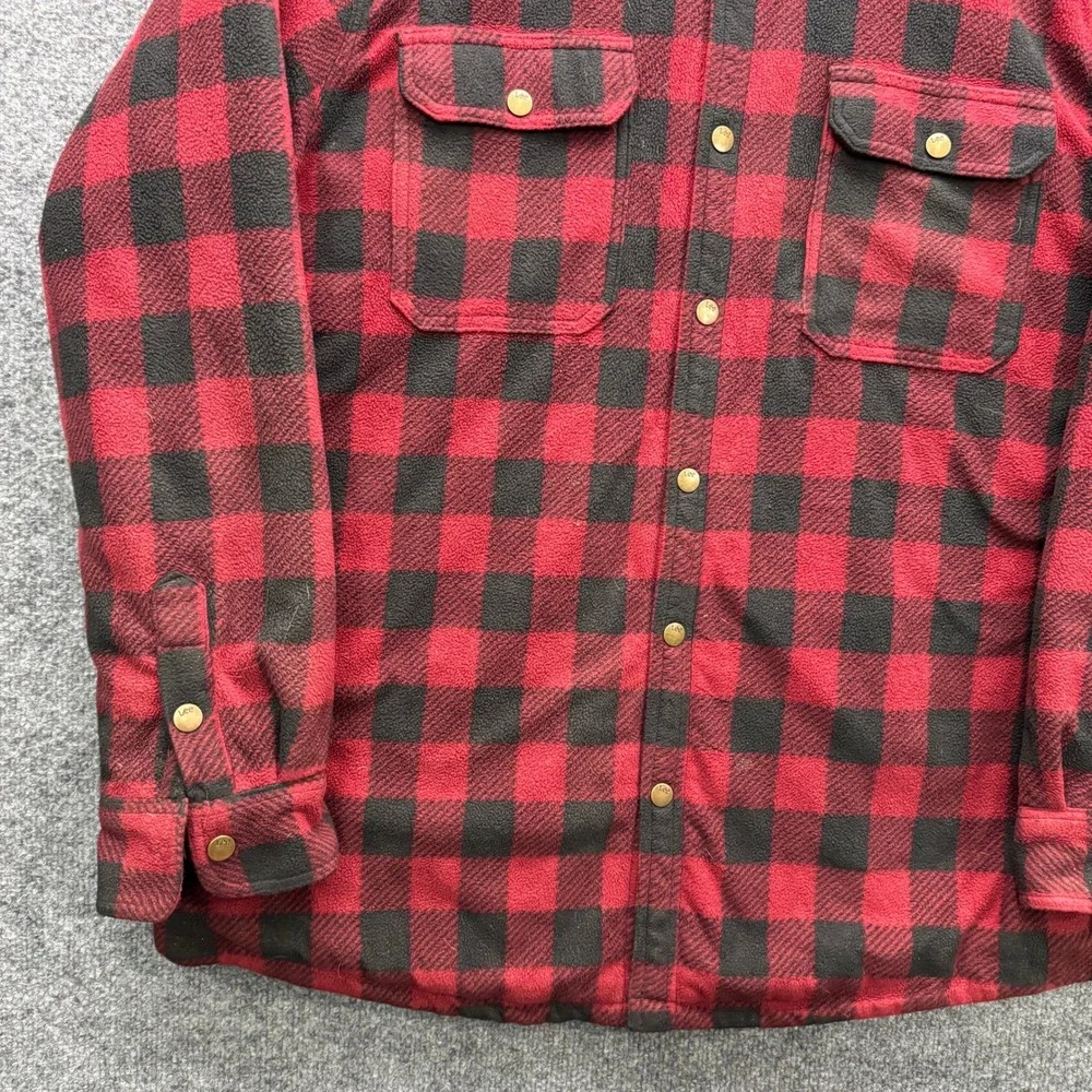 Lee Regular Fit‎ Shirt Jacket Mens XXL Red Black Plaid Quilted Lined Outdoor